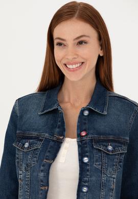 Kadın Koyu Mavi Jean Ceket - 50272260002