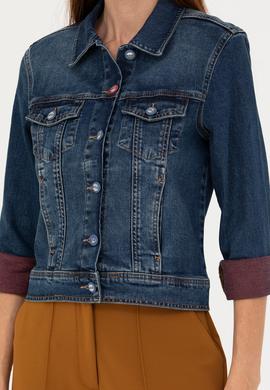 Kadın Koyu Mavi Jean Ceket - 50272260002