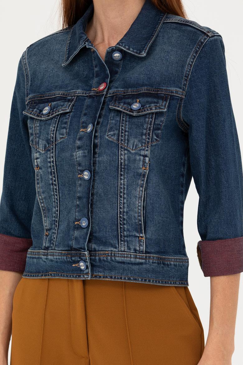 Kadın Koyu Mavi Jean Ceket - 50272260002