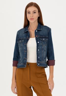 Kadın Koyu Mavi Jean Ceket - 50272260002