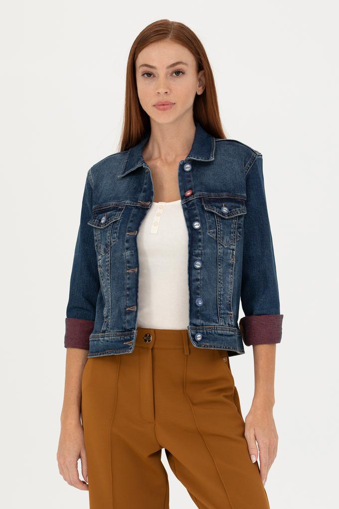 Kadın Koyu Mavi Jean Ceket