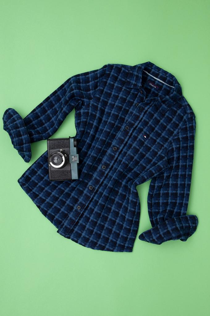 Erkek Çocuk Koyu Mavi Jean Gömlek