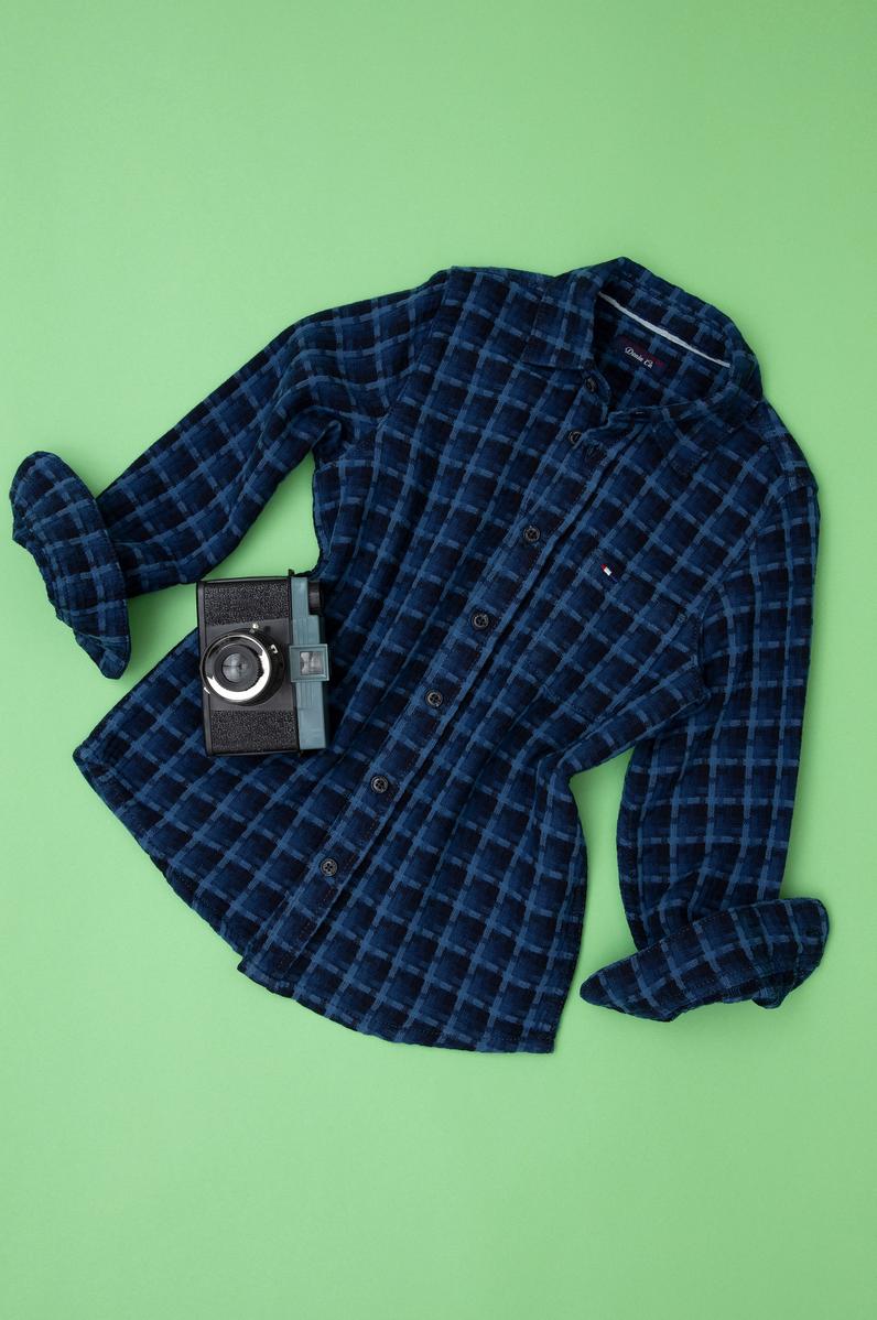 Erkek Çocuk Koyu Mavi Jean Gömlek