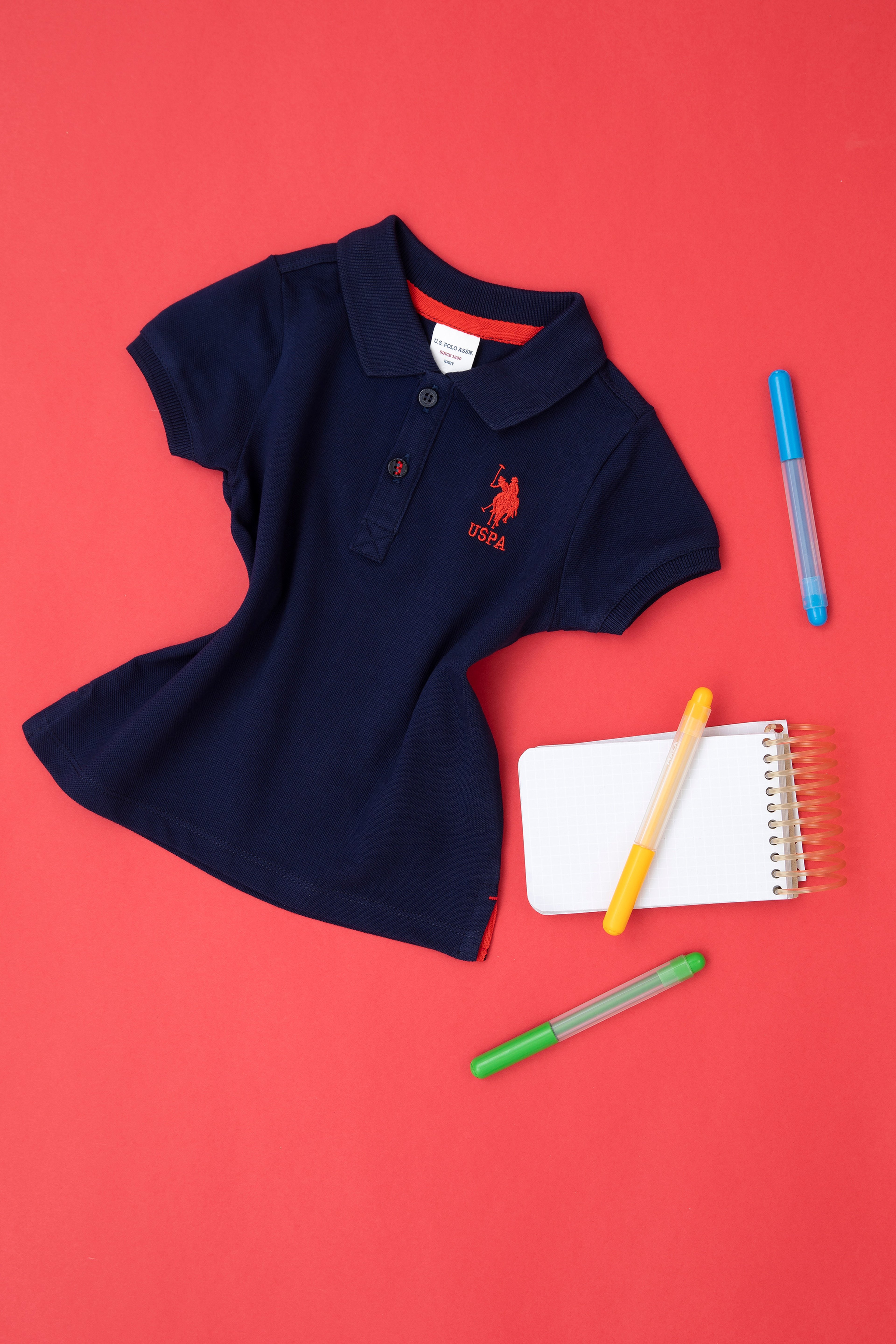 Erkek Bebek Kırmızı Basic Polo Yaka Tişört - Image 1