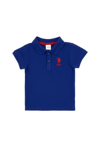 Erkek Bebek Mavi Basic Polo Yaka Tişört