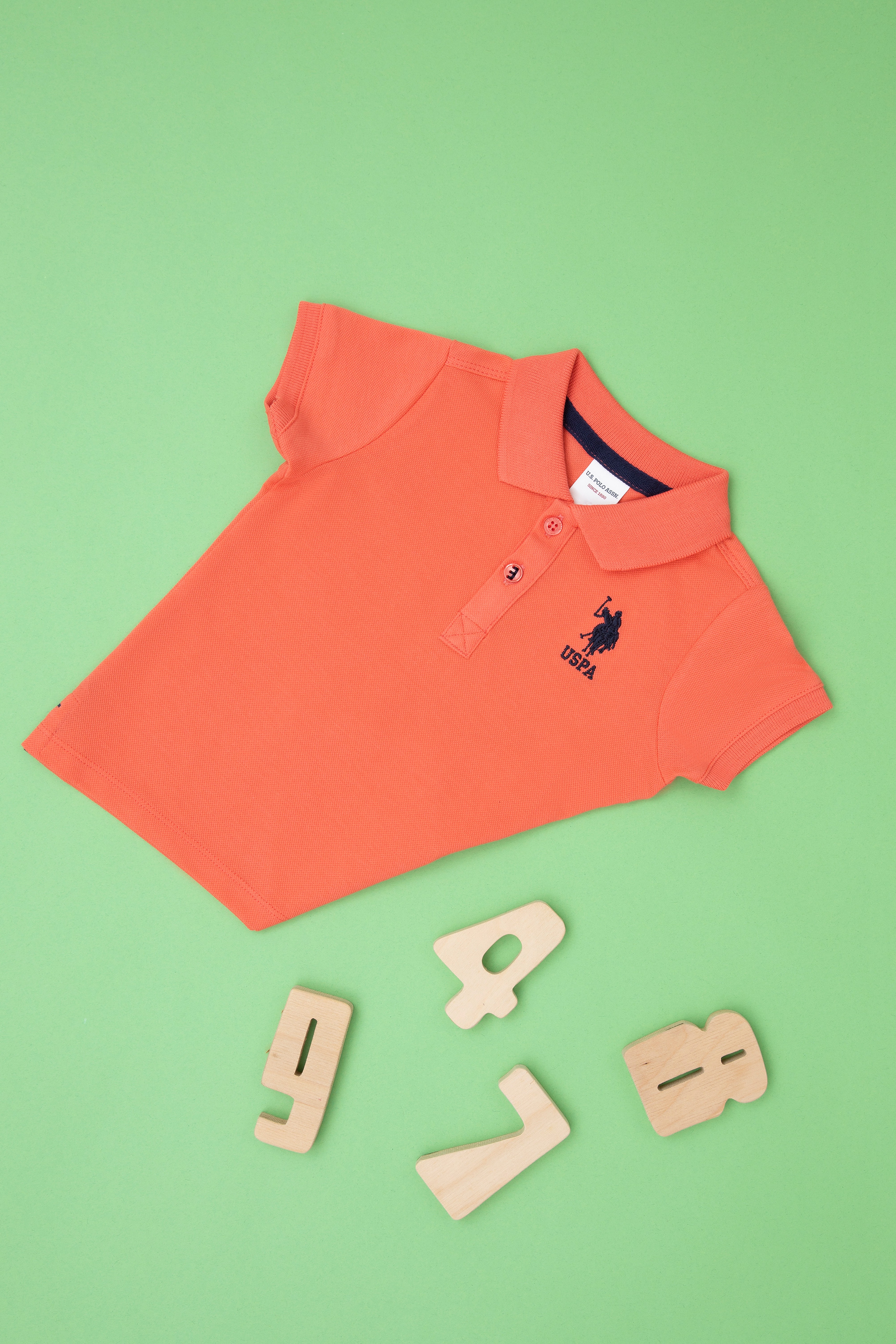Erkek Bebek Somon Basic Polo Yaka Tişört - Image 1