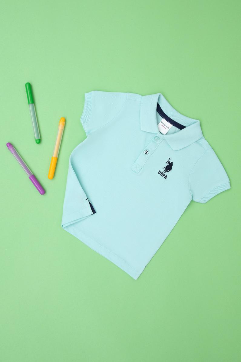 Erkek Bebek Su Yeşili Basic Polo Yaka Tişört