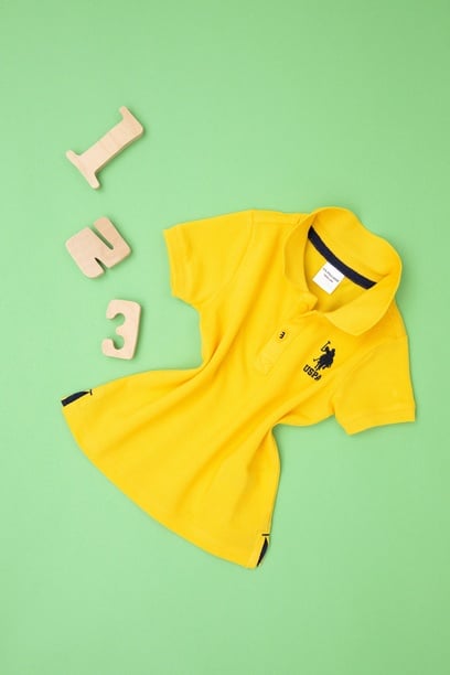 Erkek Bebek Sarı Basic Polo Yaka Tişört