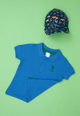 Erkek Bebek Saks Basic Polo Yaka Tişört - 50265996204
