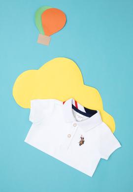 Erkek Bebek Beyaz Basic Polo Yaka Tişört - 50266003056