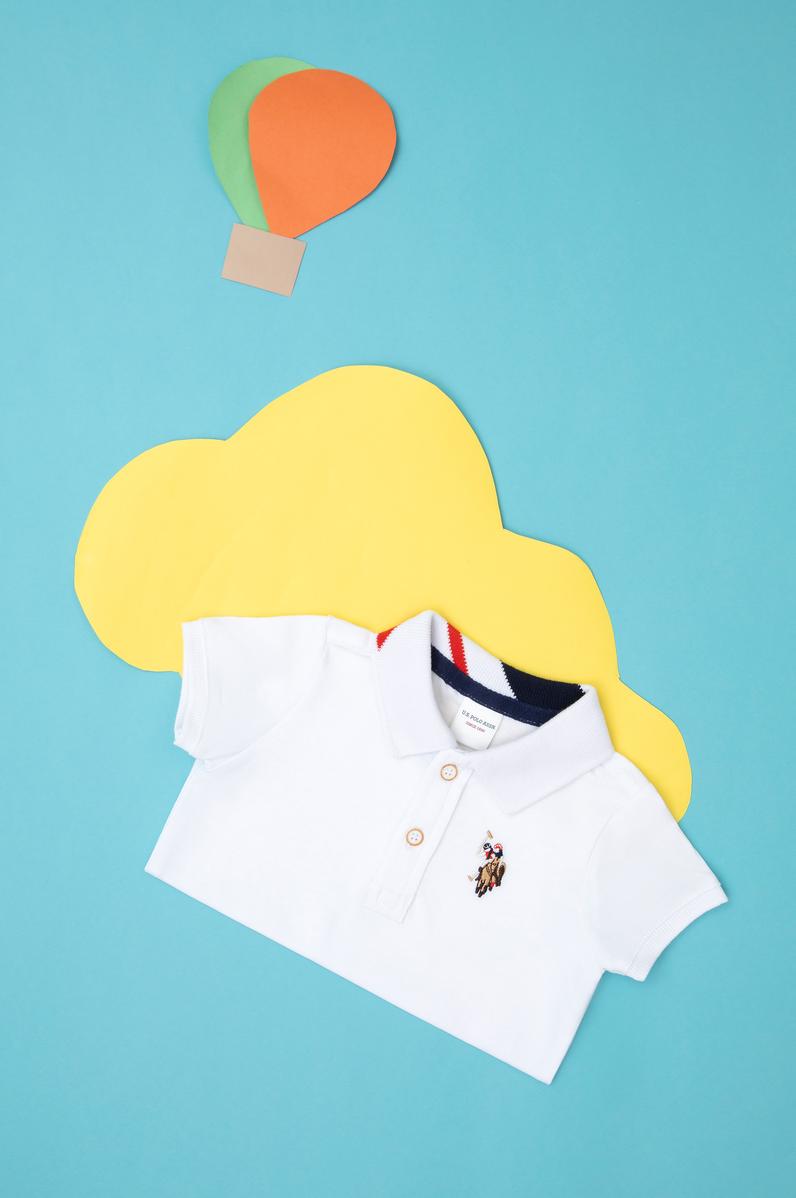 Erkek Bebek Beyaz Basic Polo Yaka Tişört