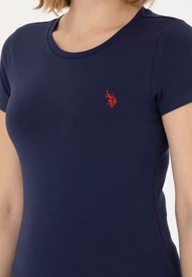 Kadın Lacivert Basic Bisiklet Yaka Tişört - 50262656013