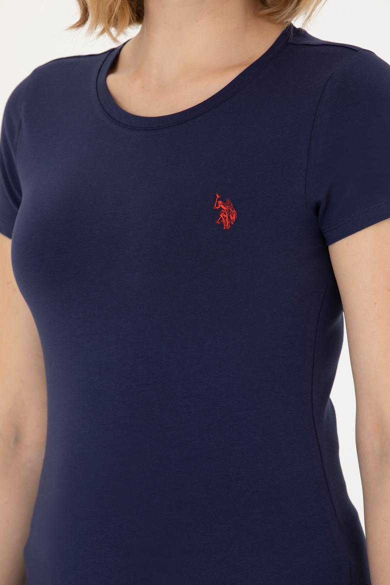Kadın Lacivert Basic Bisiklet Yaka Tişört - 50262656013