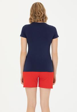 Kadın Lacivert Basic Bisiklet Yaka Tişört - 50262656013