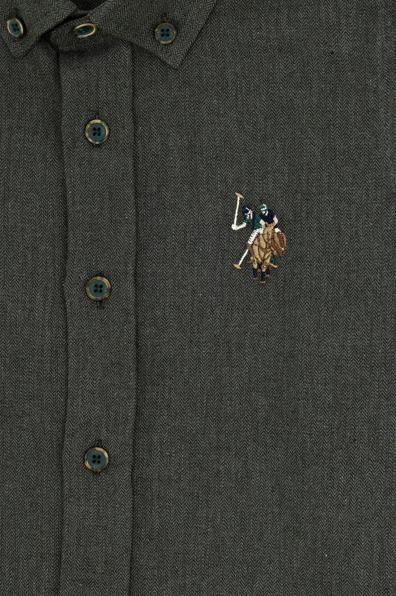 Erkek Çocuk Koyu Yeşil Uzun Kollu Gömlek