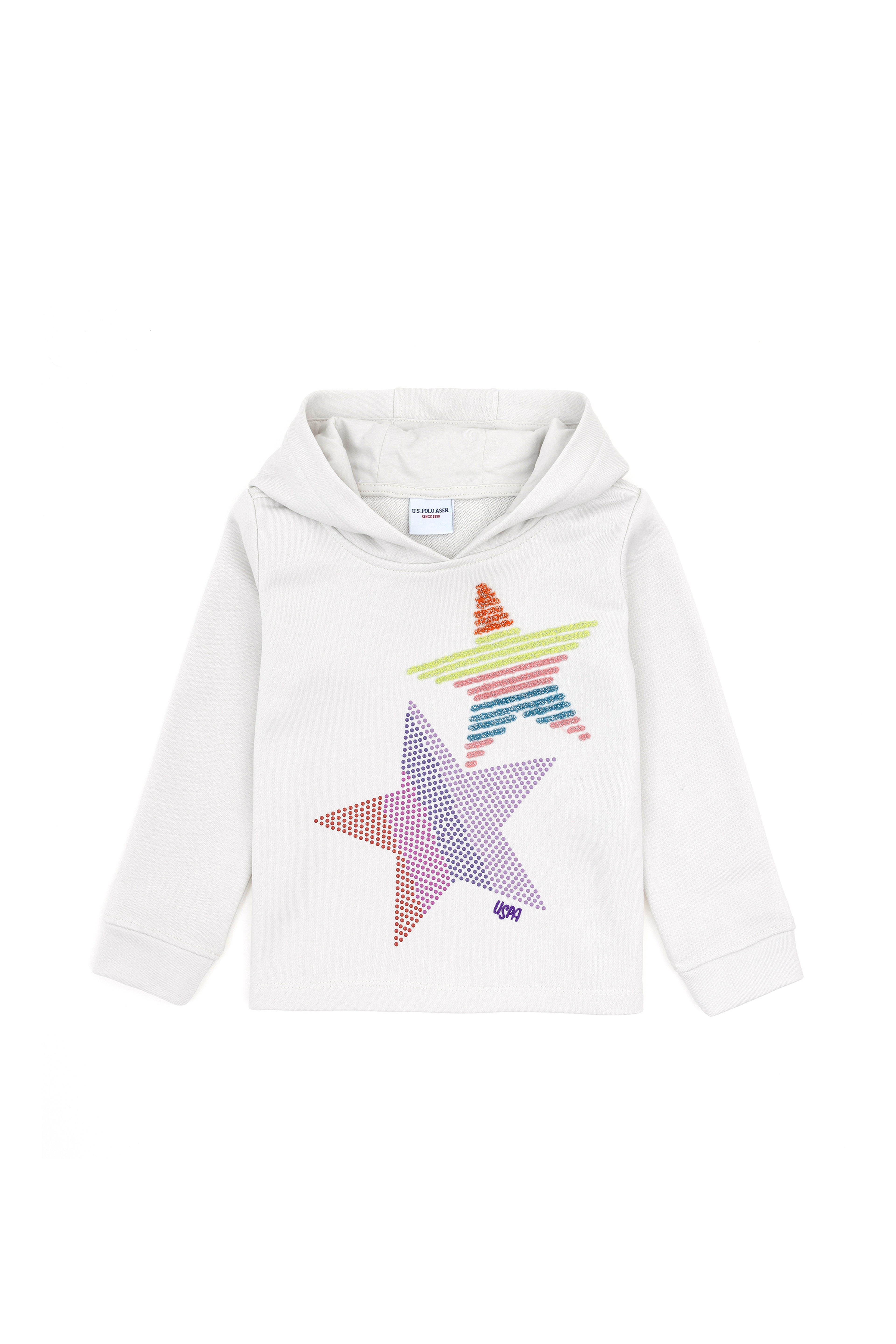 Kız Çocuk Taş Yıldız Baskılı Kapüşonlu Sweatshirt