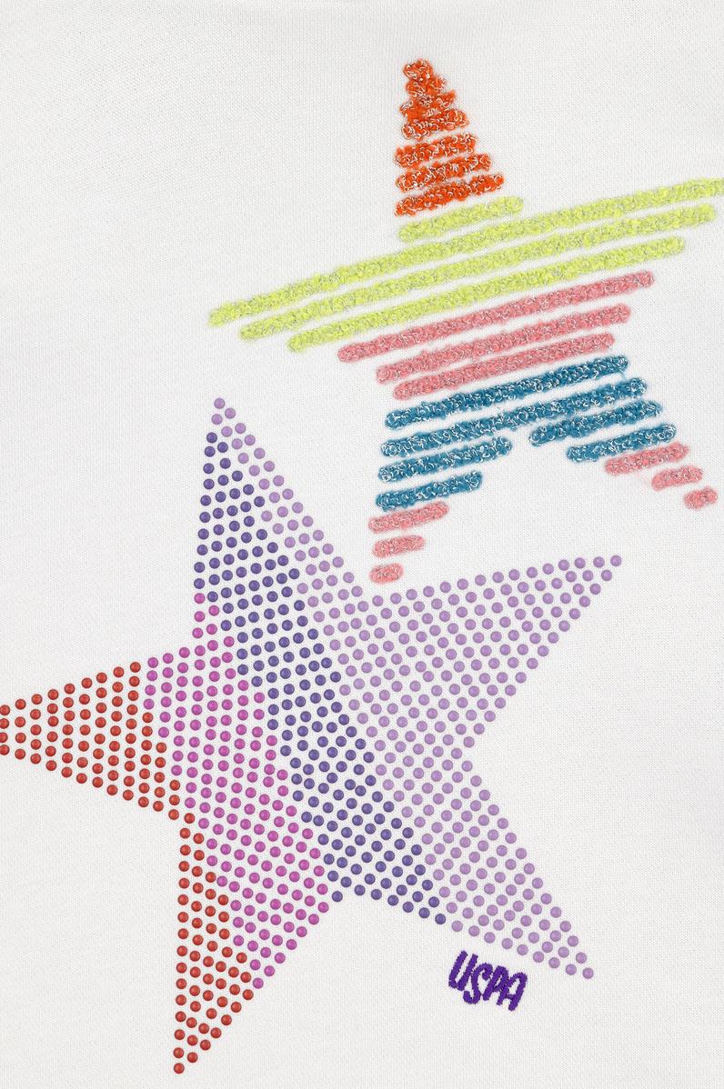 Kız Çocuk Taş Yıldız Baskılı Kapüşonlu Sweatshirt