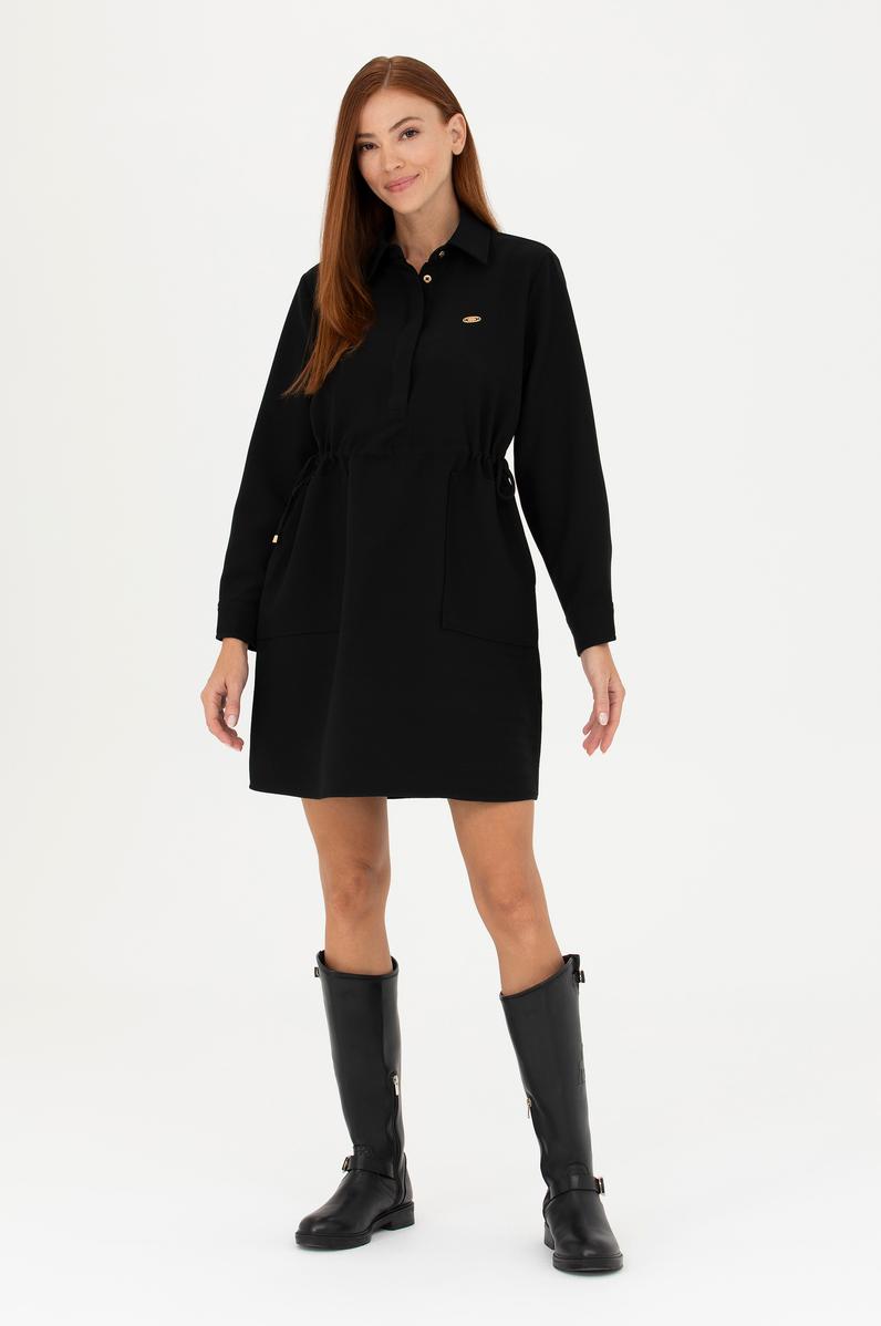 Kadın Siyah Mini Boy Dokuma Elbise