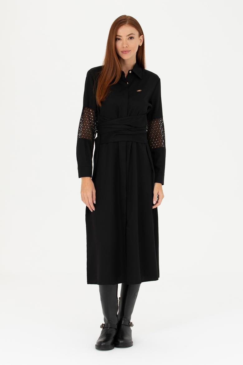 Kadın Siyah Dokuma Elbise - 50271118018