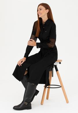 Kadın Siyah Dokuma Elbise - 50271118018