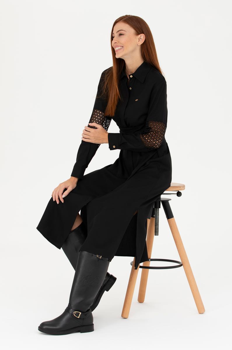 Kadın Siyah Dokuma Elbise