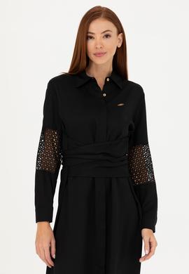 Kadın Siyah Dokuma Elbise - 50271118018