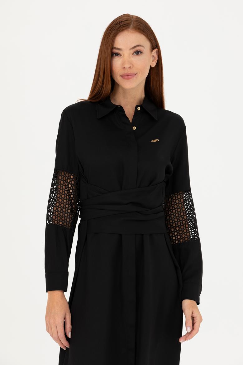 Kadın Siyah Dokuma Elbise - 50271118018