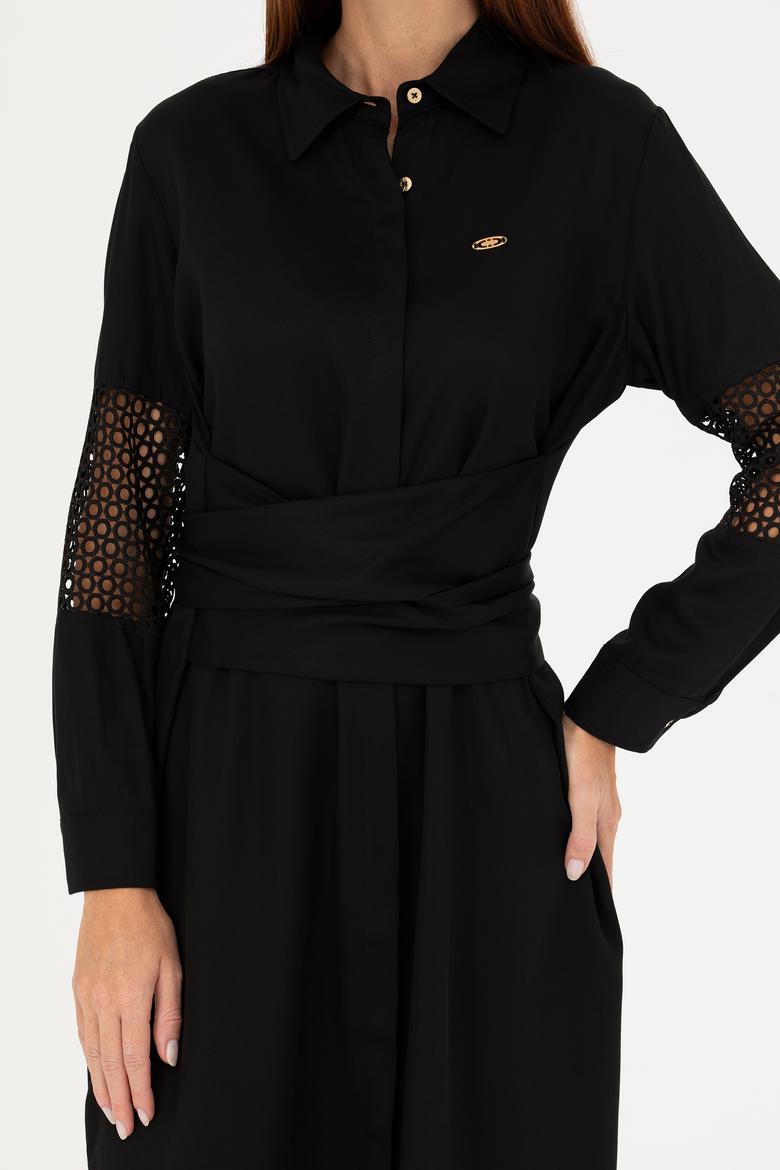 Kadın Siyah Dokuma Elbise - 50271118018