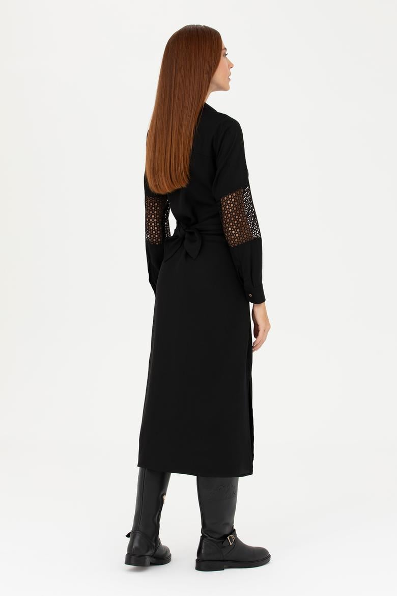 Kadın Siyah Dokuma Elbise - 50271118018