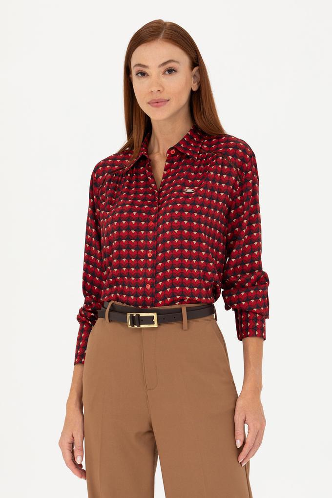 Kadın Bordo Uzun Kollu Gömlek