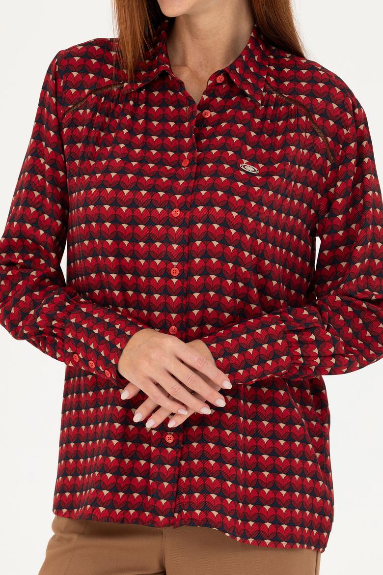 Kadın Bordo Uzun Kollu Gömlek - 50271541002