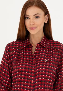 Kadın Bordo Uzun Kollu Gömlek - 50271541002