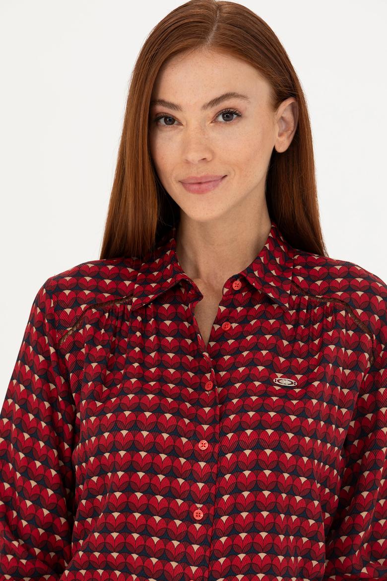 Kadın Bordo Uzun Kollu Gömlek - 50271541002