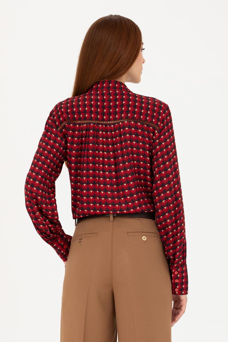 Kadın Bordo Uzun Kollu Gömlek - 50271541002