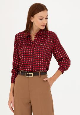 Kadın Bordo Uzun Kollu Gömlek - 50271541002