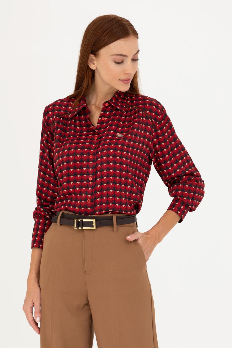 Kadın Bordo Uzun Kollu Gömlek - 50271541002