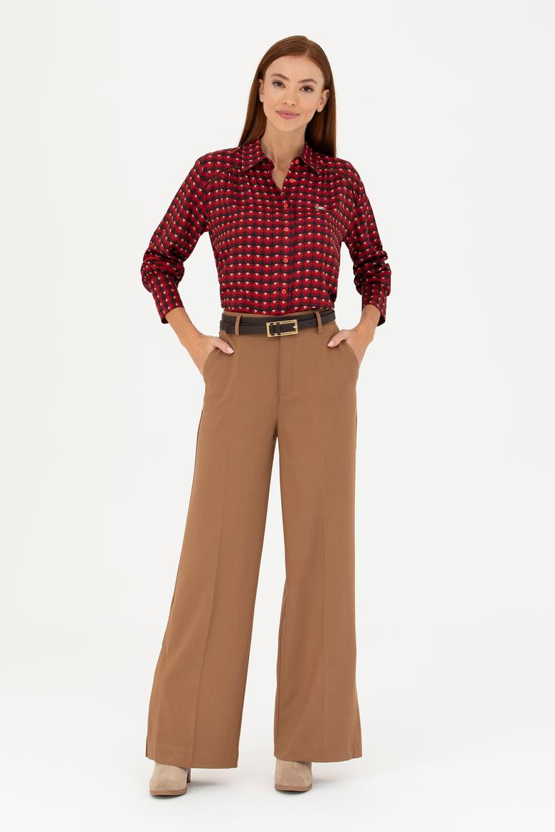 Kadın Bordo Uzun Kollu Gömlek - 50271541002