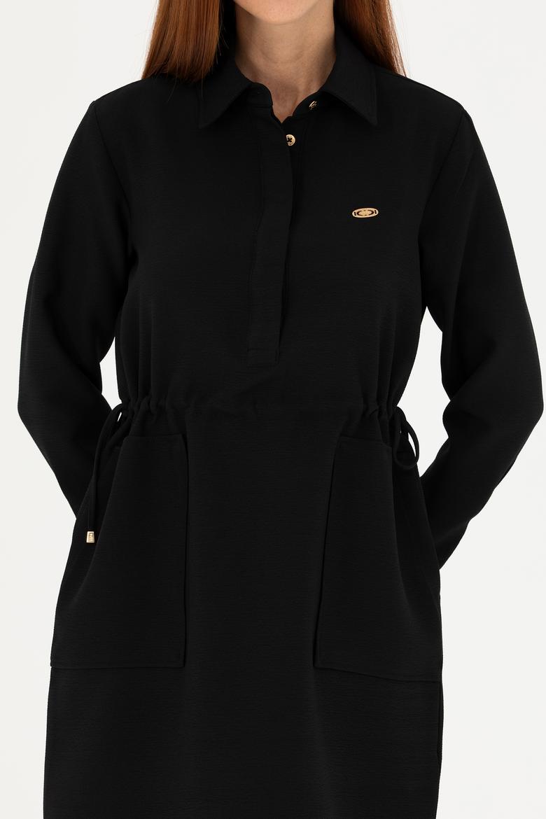 Kadın Siyah Mini Boy Dokuma Elbise - 50271164035