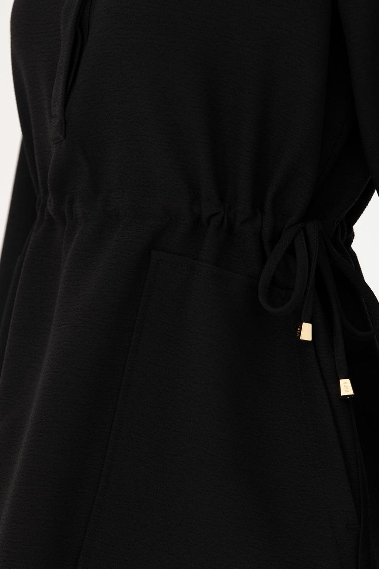 Kadın Siyah Mini Boy Dokuma Elbise - 50271164035