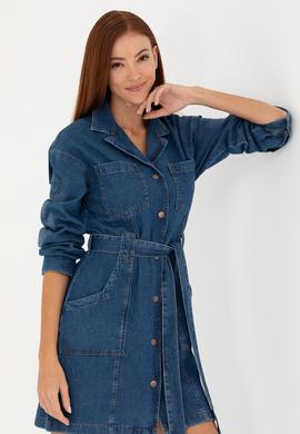 Kadın Koyu Mavi Jean Elbise - 50271443007