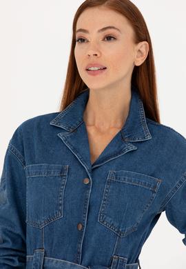 Kadın Koyu Mavi Jean Elbise - 50271443007