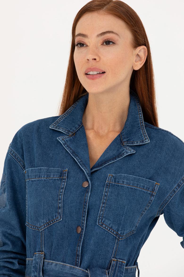 Kadın Koyu Mavi Jean Elbise - 50271443007