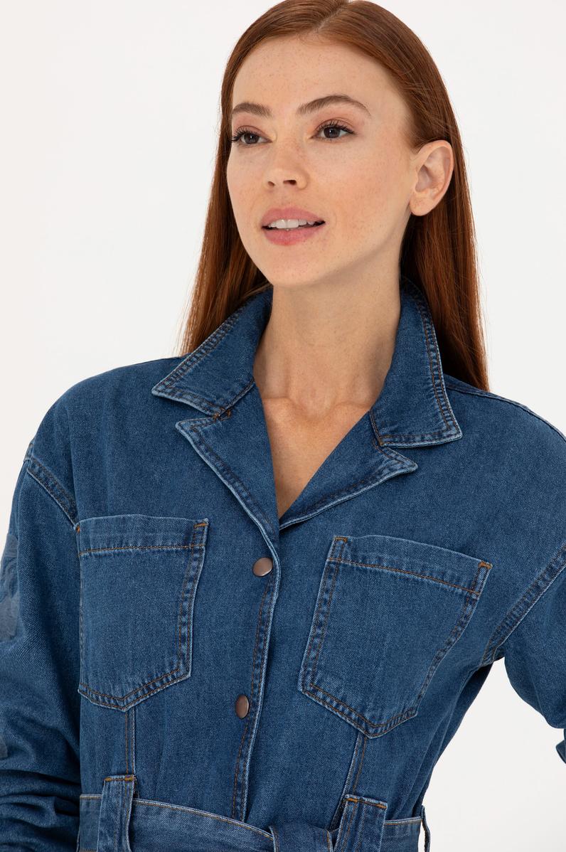 Kadın Koyu Mavi Jean Elbise