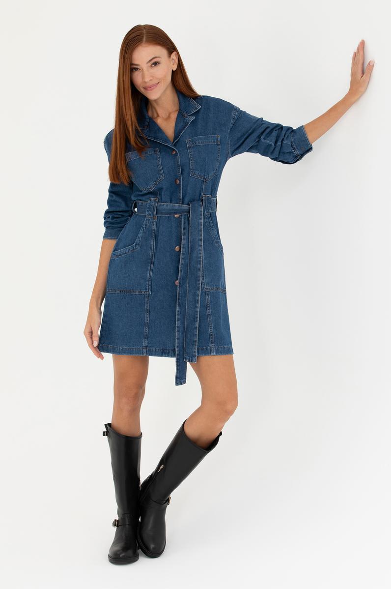 Kadın Koyu Mavi Jean Elbise