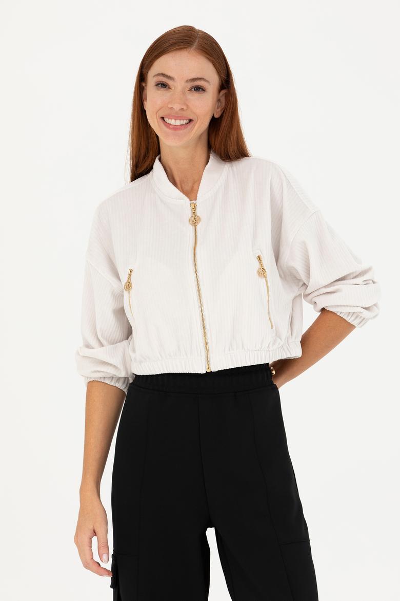 Kadın Taş V Yaka Sweatshirt - 50271608012