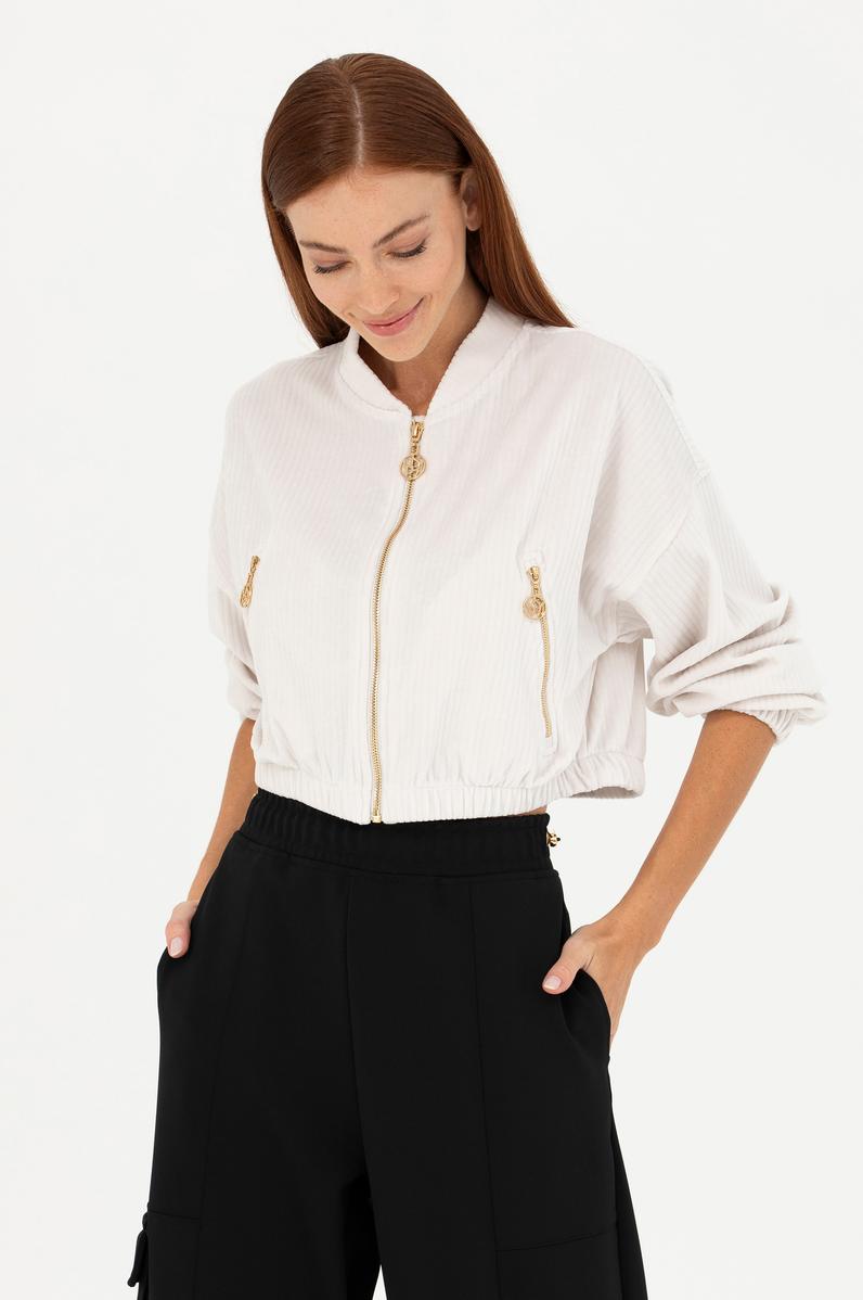 Kadın Taş V Yaka Sweatshirt