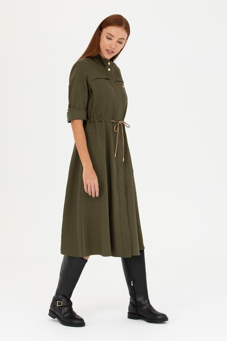 Kadın Koyu Haki Dokuma Elbise - 50271161011