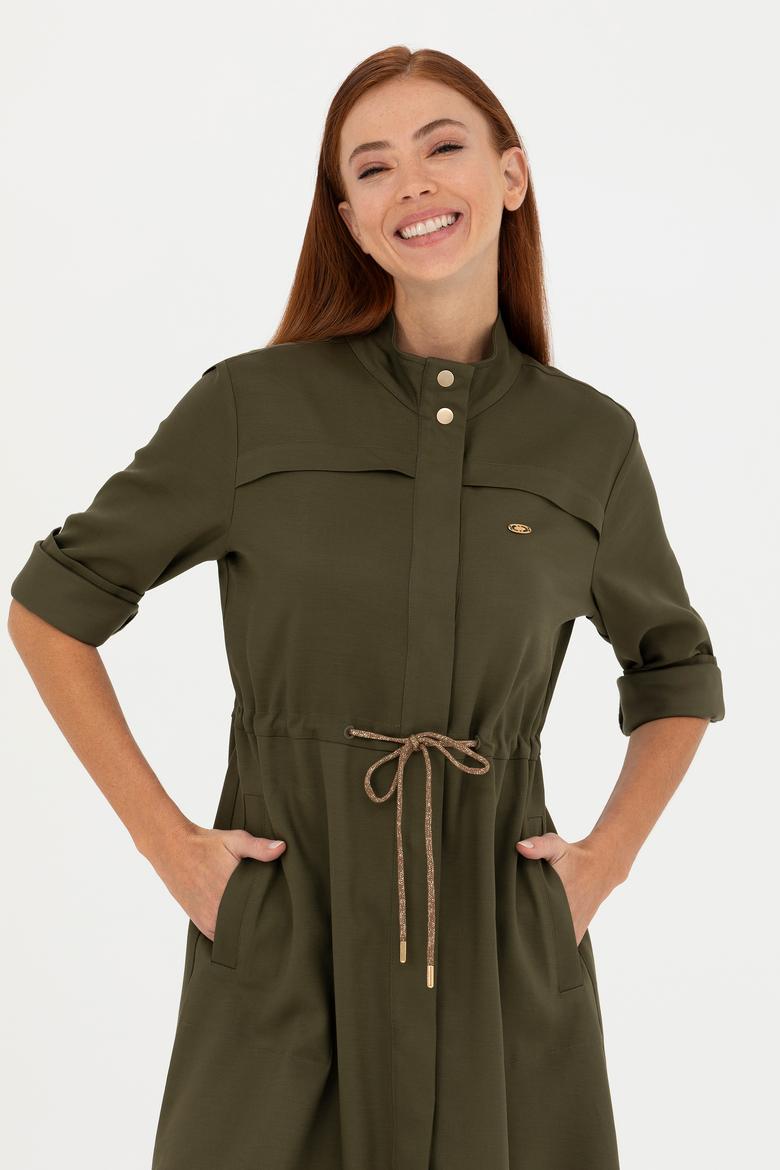 Kadın Koyu Haki Dokuma Elbise - 50271161011