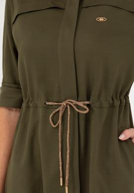 Kadın Koyu Haki Dokuma Elbise - 50271161011