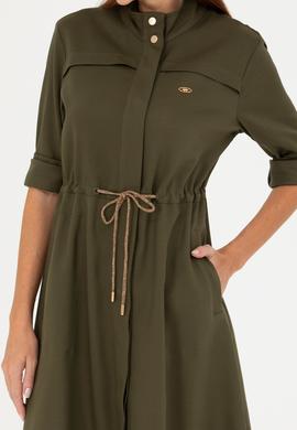 Kadın Koyu Haki Dokuma Elbise - 50271161011